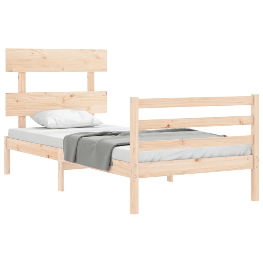 Bed Frame with Headboard Single Solid Wood