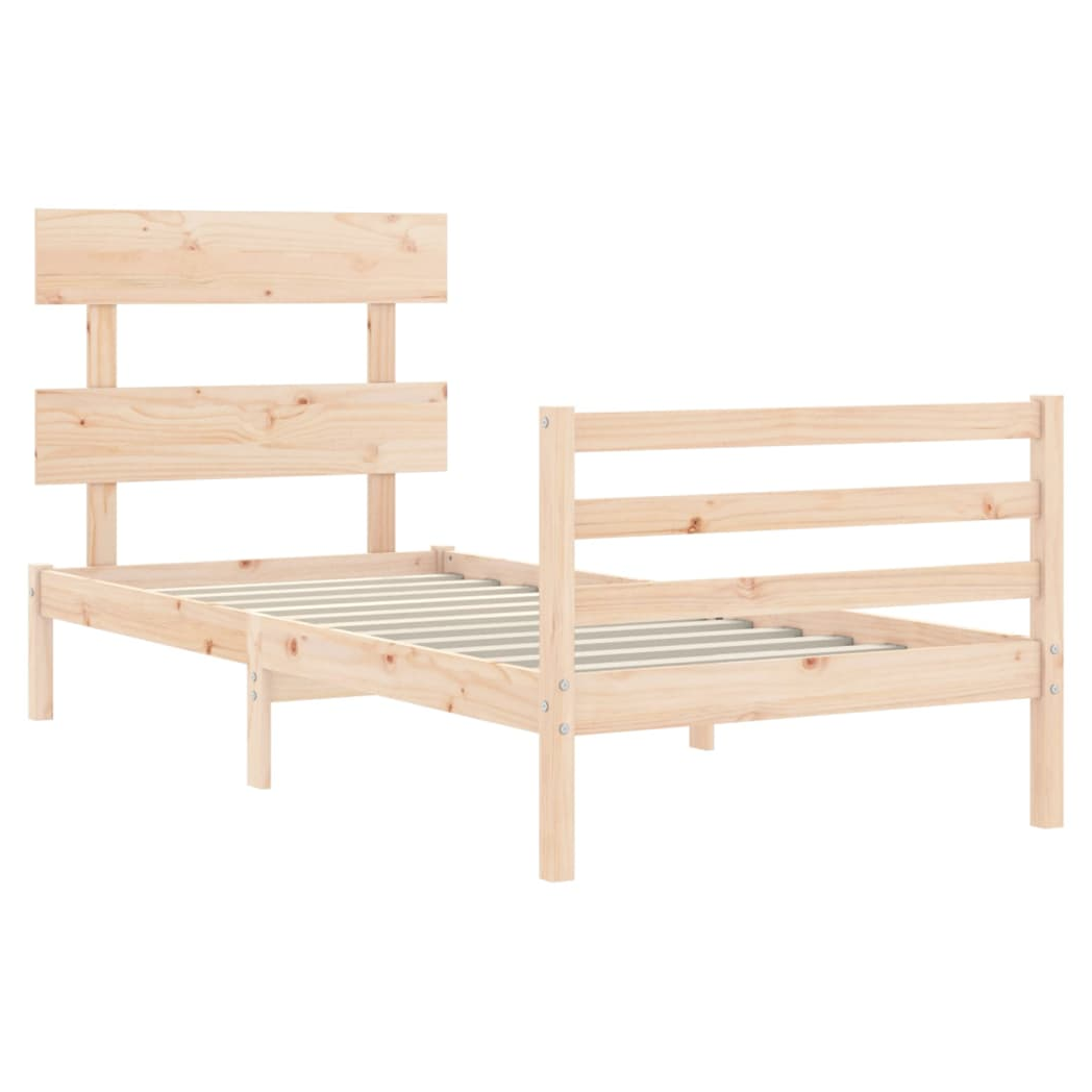 Bed Frame with Headboard Single Solid Wood