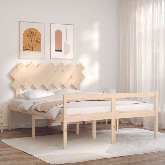 Bed Frame with Headboard 140x190 cm Solid Wood