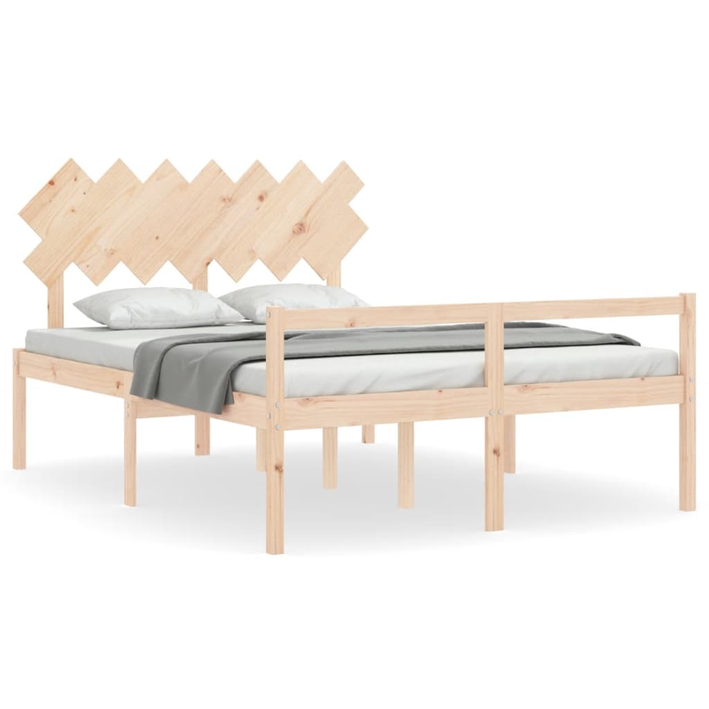 Bed Frame with Headboard 140x190 cm Solid Wood