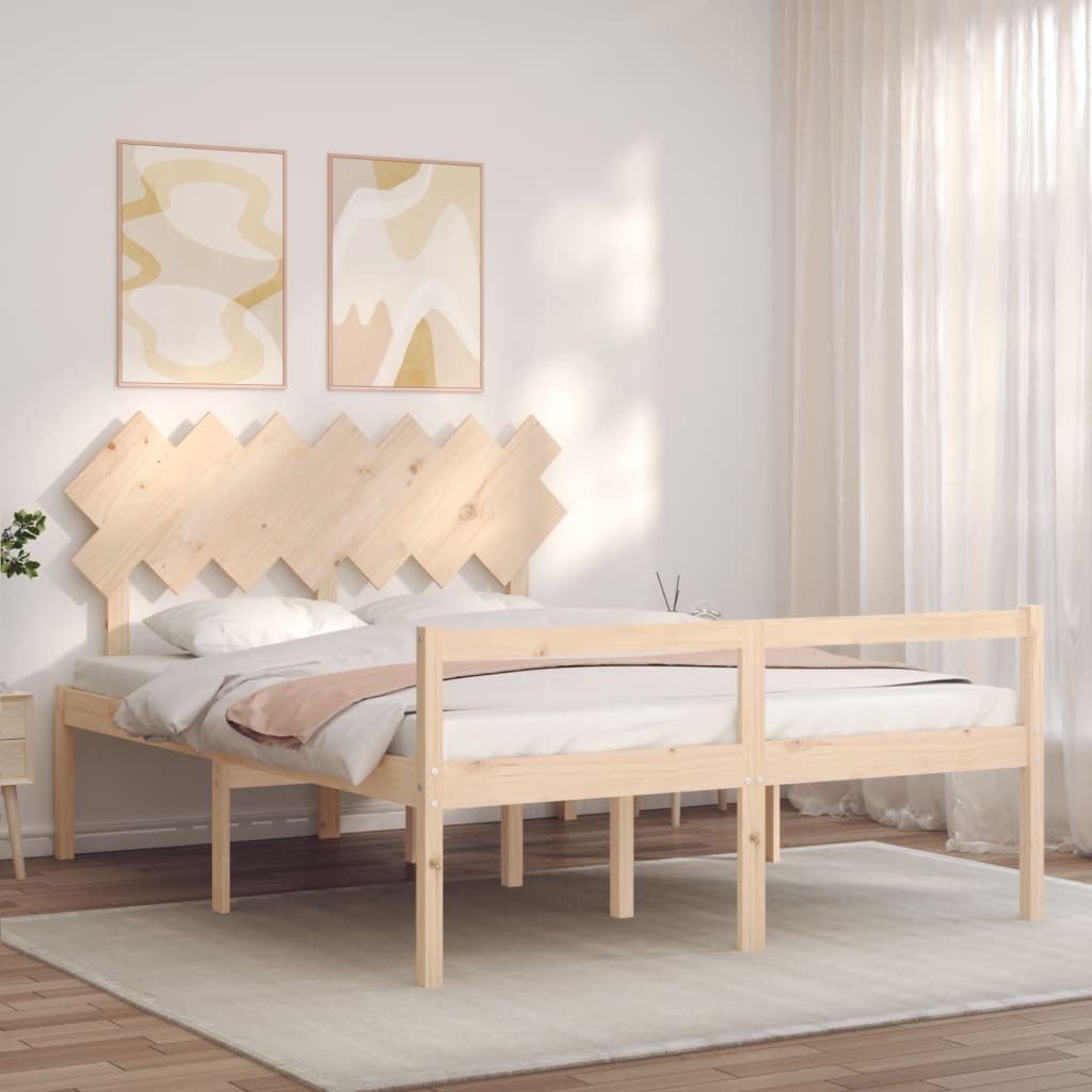 Bed Frame with Headboard 140x190 cm Solid Wood