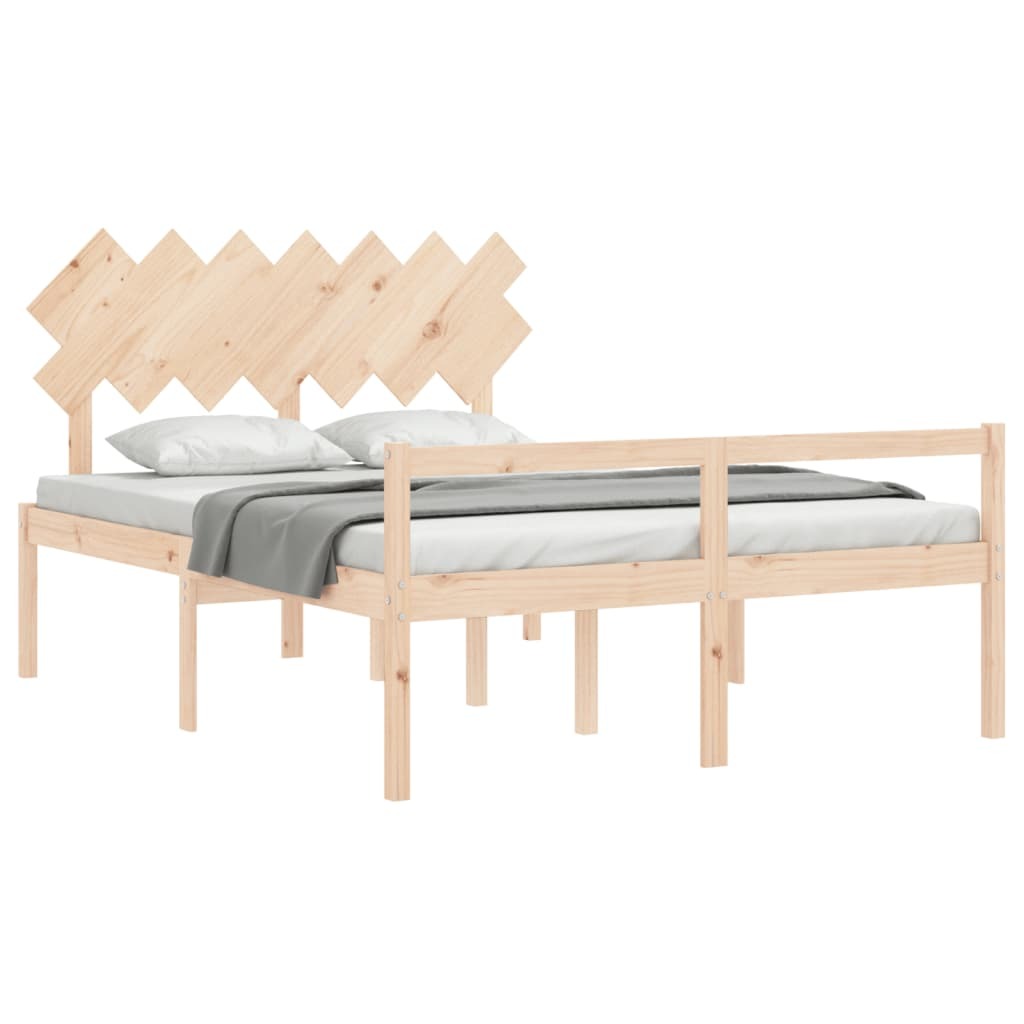 Bed Frame with Headboard 140x190 cm Solid Wood