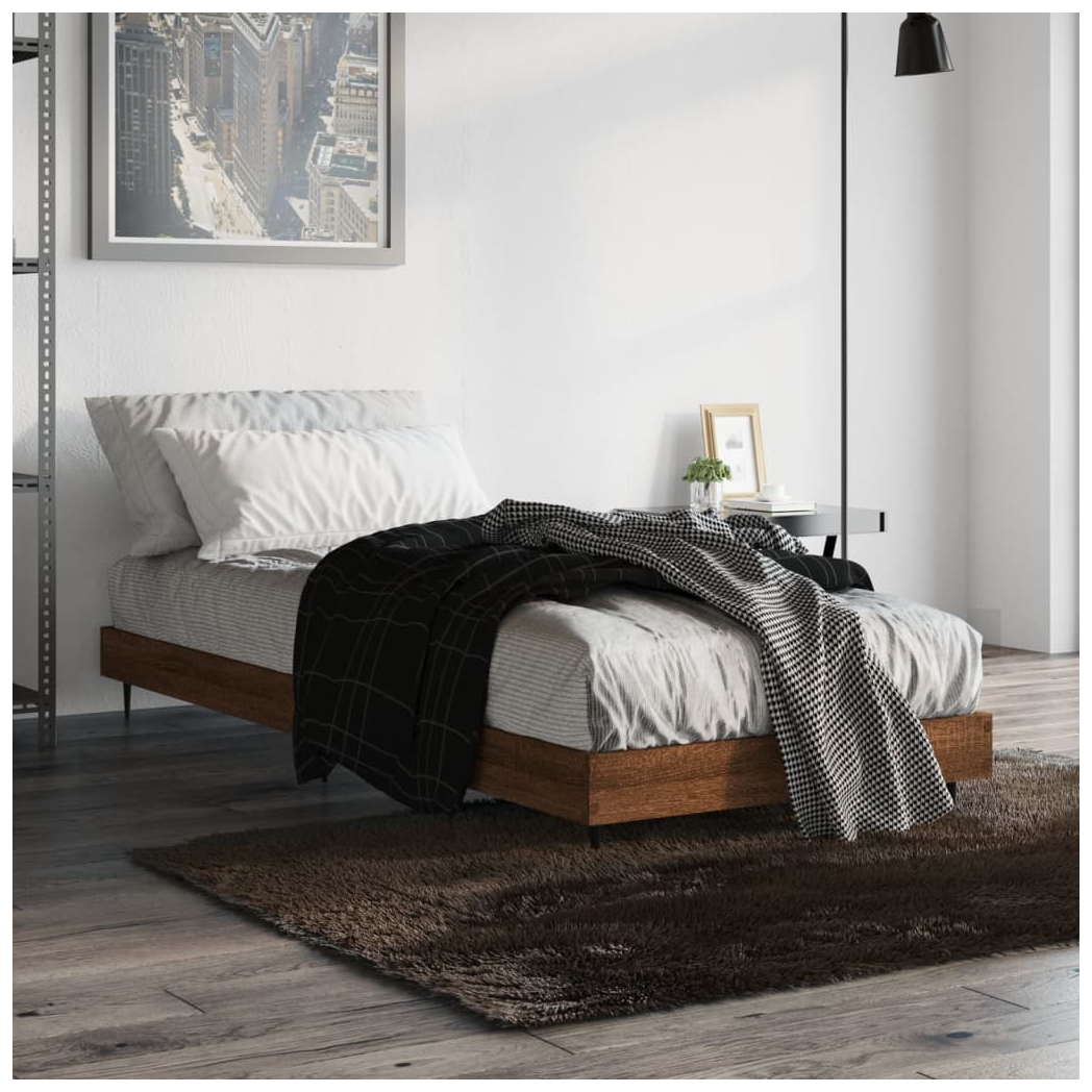 Bed Frame Brown Oak 75x190 cm Small Single Engineered Wood