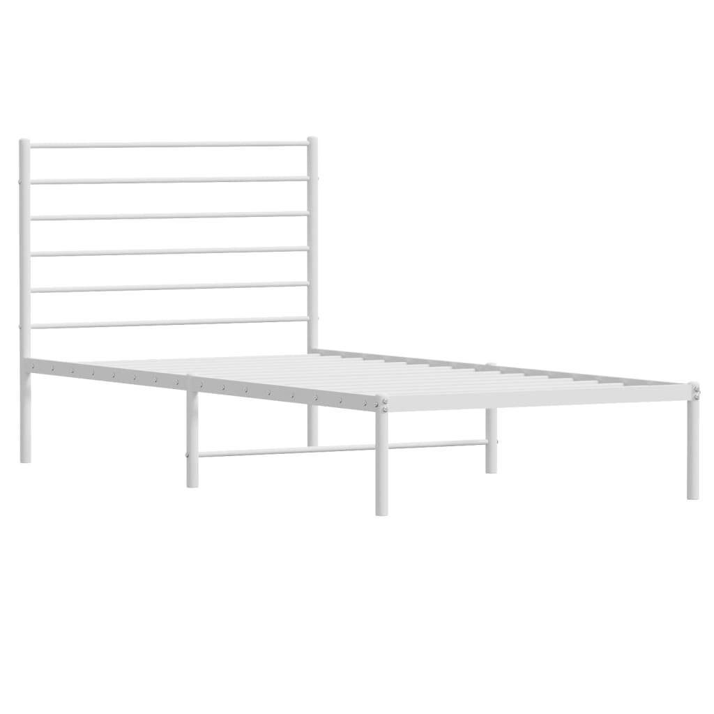Metal Bed Frame with Headboard White 90x190 cm Single