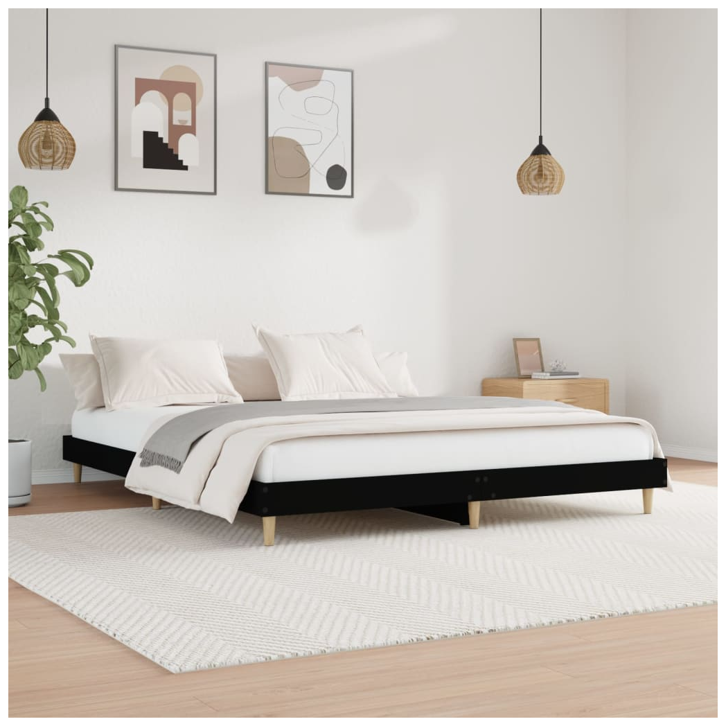 Bed Frame Black 120x200 cm Engineered Wood