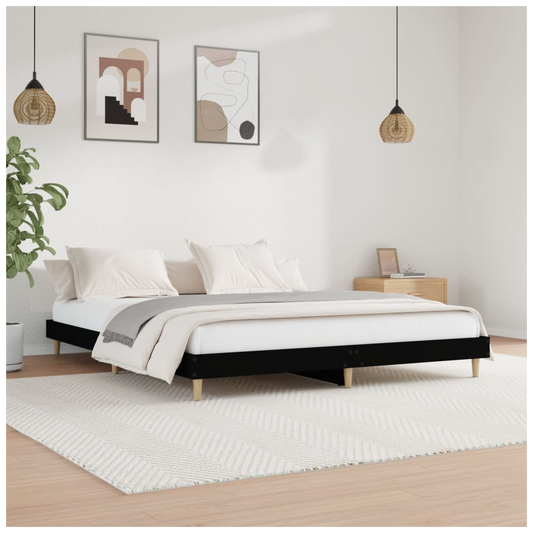 Bed Frame Black 120x200 cm Engineered Wood