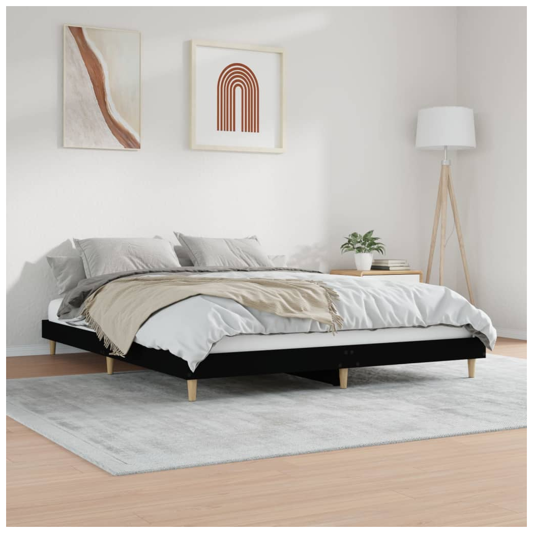 Bed Frame Black 120x200 cm Engineered Wood