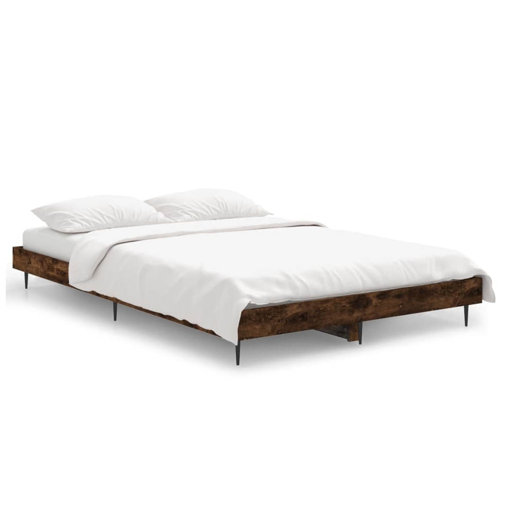 Bed Frame Smoked Oak 120x190 cm Small Double Engineered Wood