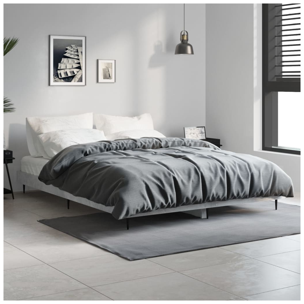 Bed Frame Concrete Grey 140x190 cm Engineered Wood