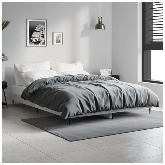 Bed Frame Concrete Grey 140x190 cm Engineered Wood