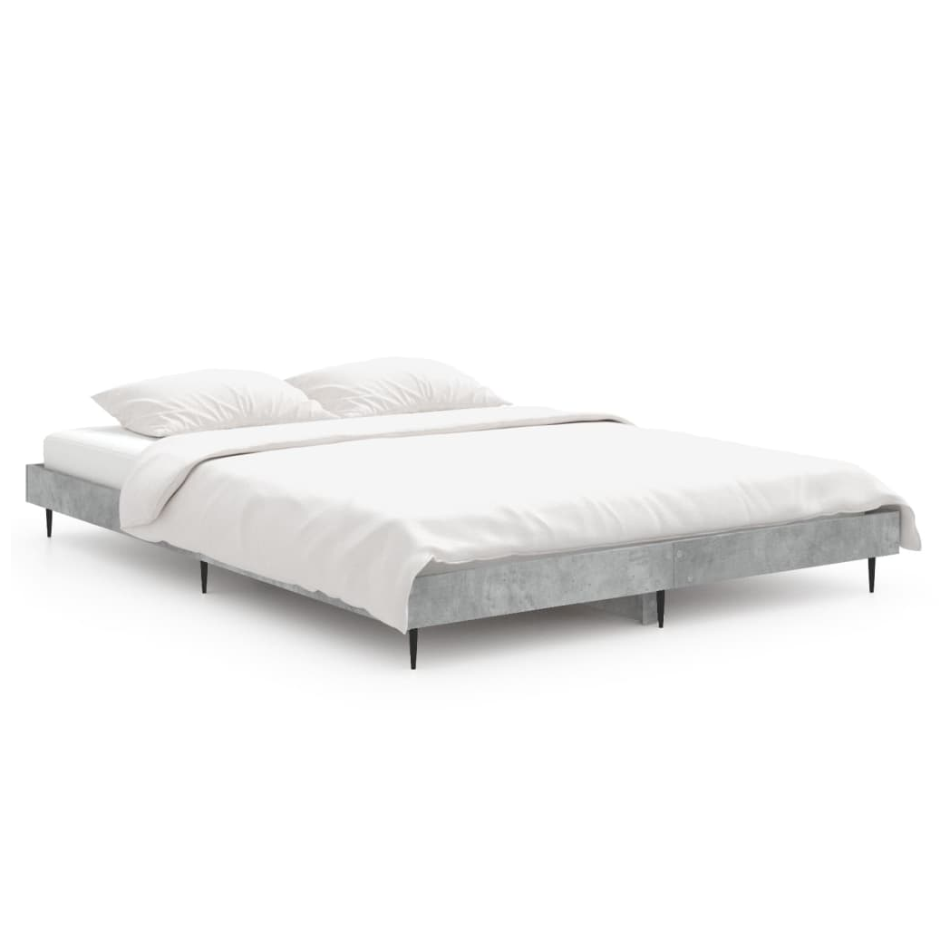 Bed Frame Concrete Grey 140x190 cm Engineered Wood