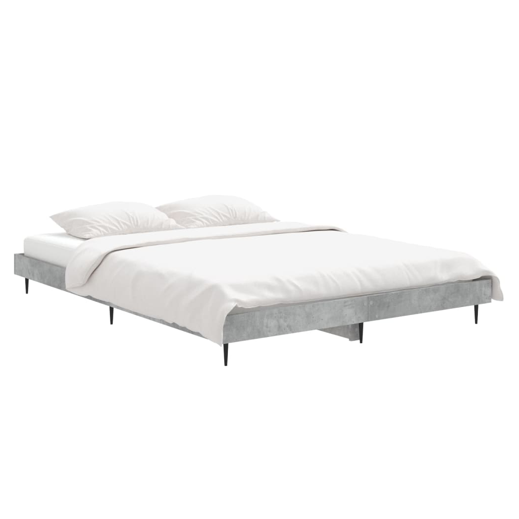 Bed Frame Concrete Grey 140x190 cm Engineered Wood
