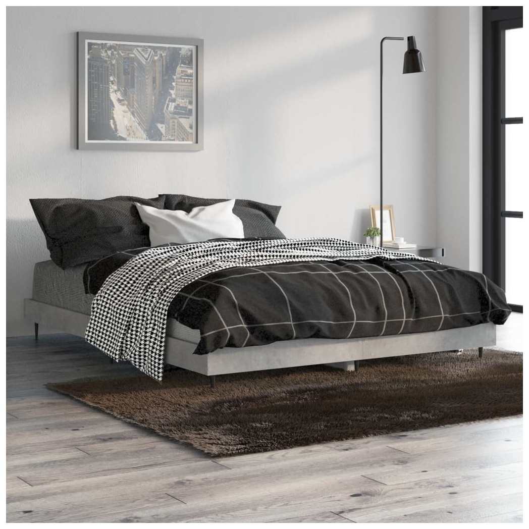 Bed Frame Concrete Grey 140x190 cm Engineered Wood