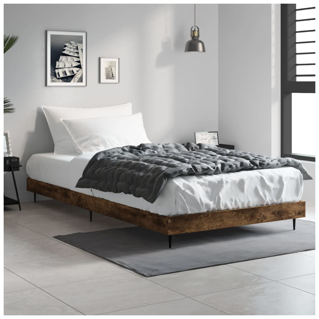 Bed Frame Smoked Oak 90x190 cm Single Engineered Wood