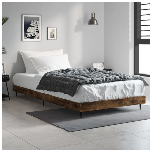 Bed Frame Smoked Oak 90x190 cm Single Engineered Wood