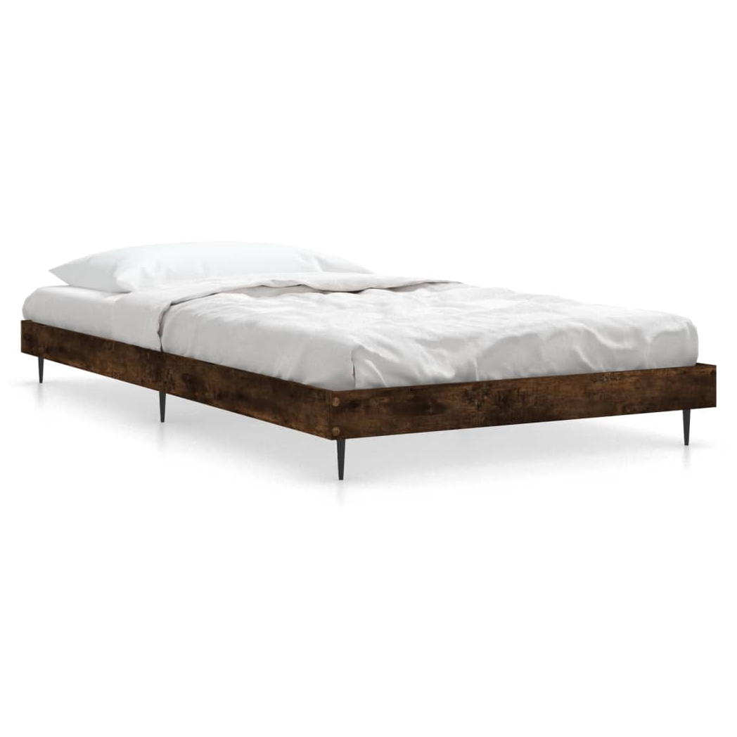 Bed Frame Smoked Oak 90x190 cm Single Engineered Wood