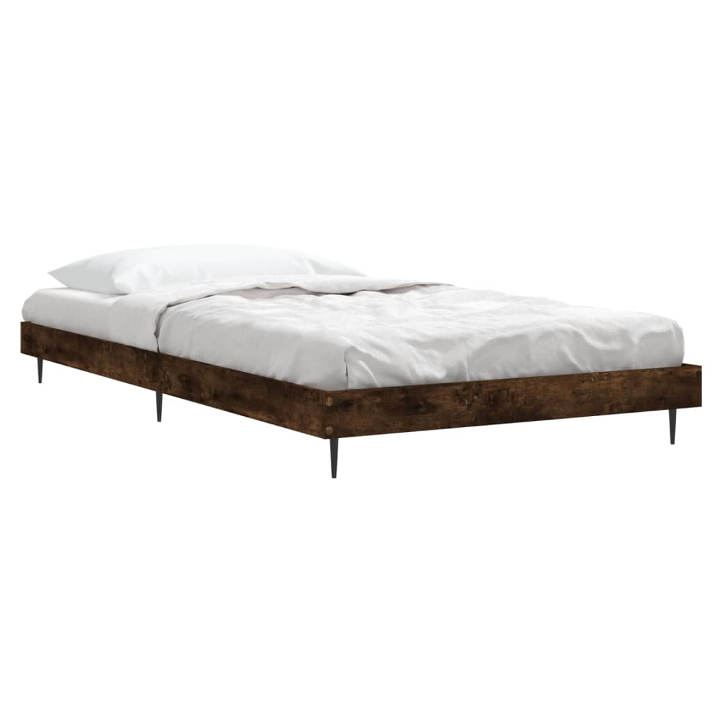 Bed Frame Smoked Oak 90x190 cm Single Engineered Wood