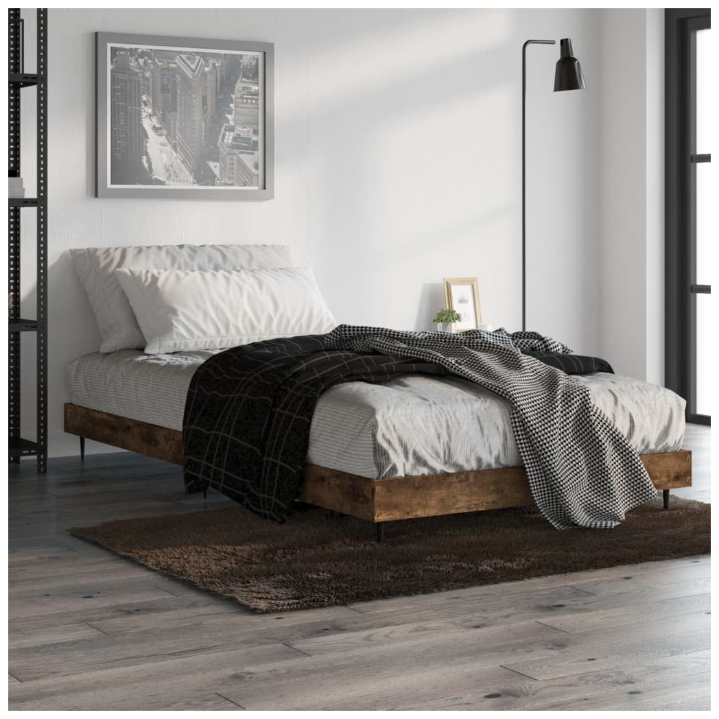 Bed Frame Smoked Oak 90x190 cm Single Engineered Wood