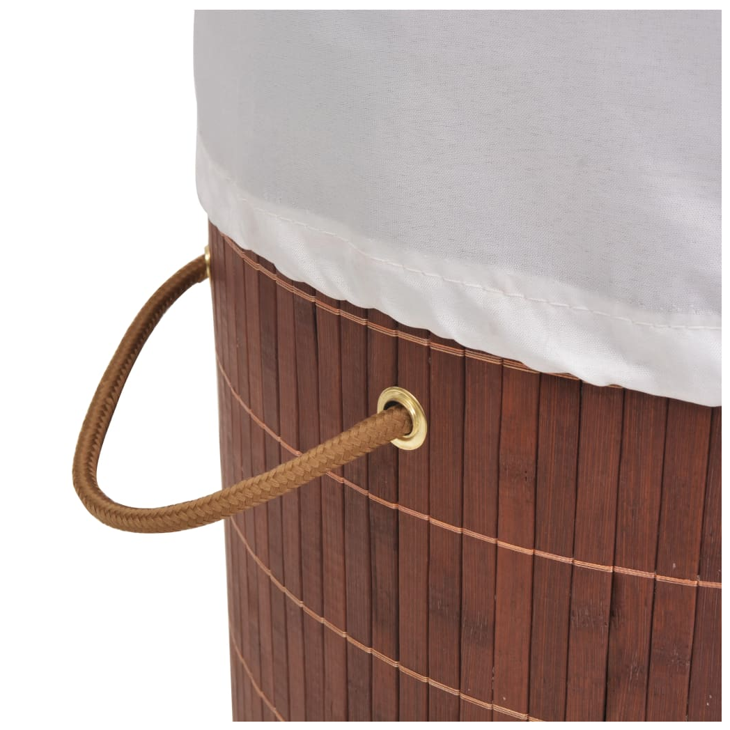 Bamboo Laundry Bin Round Brown
