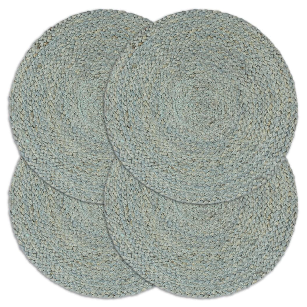 Placemats 4 pcs Plain Olive Green 38 cm Round Jute