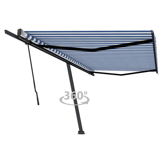 Freestanding Manual Retractable Awning 500x350 cm Blue/White