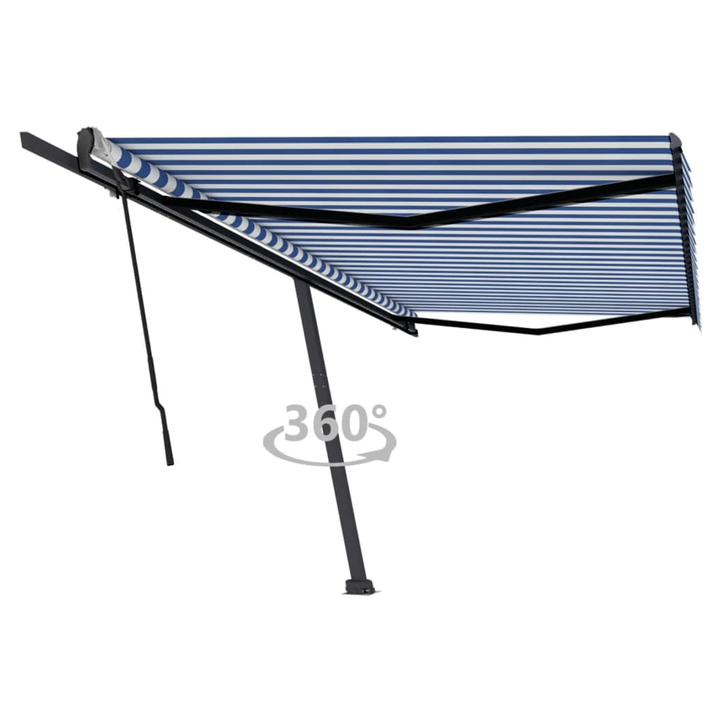 Freestanding Manual Retractable Awning 500x350 cm Blue/White