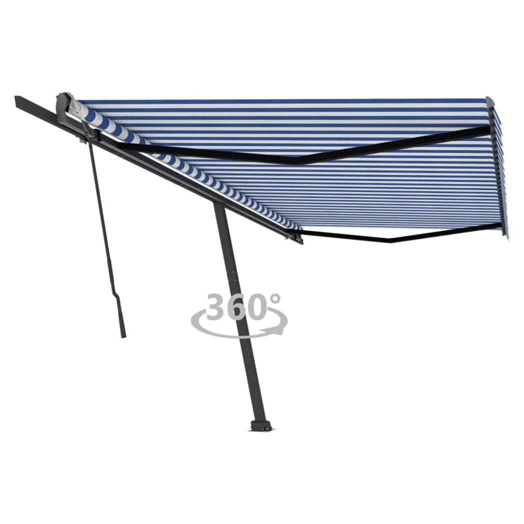 Freestanding Manual Retractable Awning 500x300 cm Blue/White