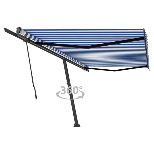 Freestanding Manual Retractable Awning 500x300 cm Blue/White