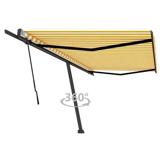 Freestanding Manual Retractable Awning 500x300 cm Yellow/White