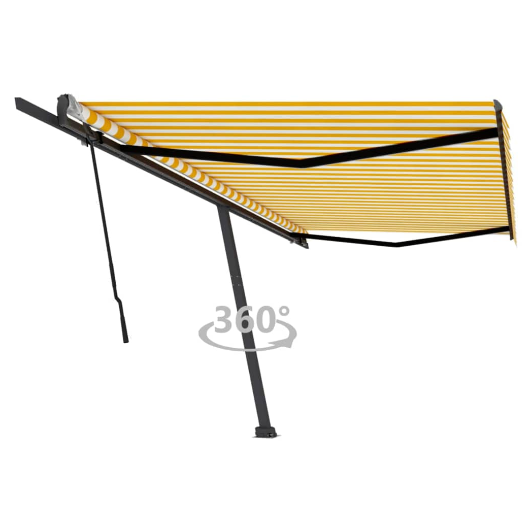 Freestanding Manual Retractable Awning 500x300 cm Yellow/White