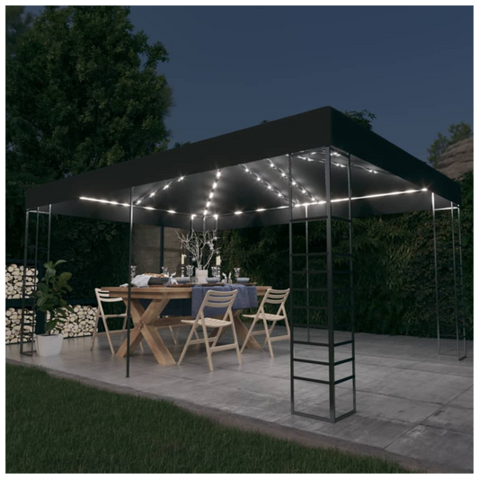 Gazebo with LED String Lights 3x4 m Anthracite