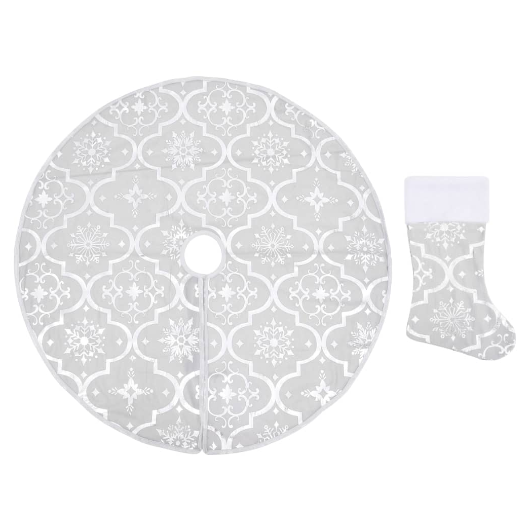 Luxury Christmas Tree Skirt with Sock White 150 cm Fabric