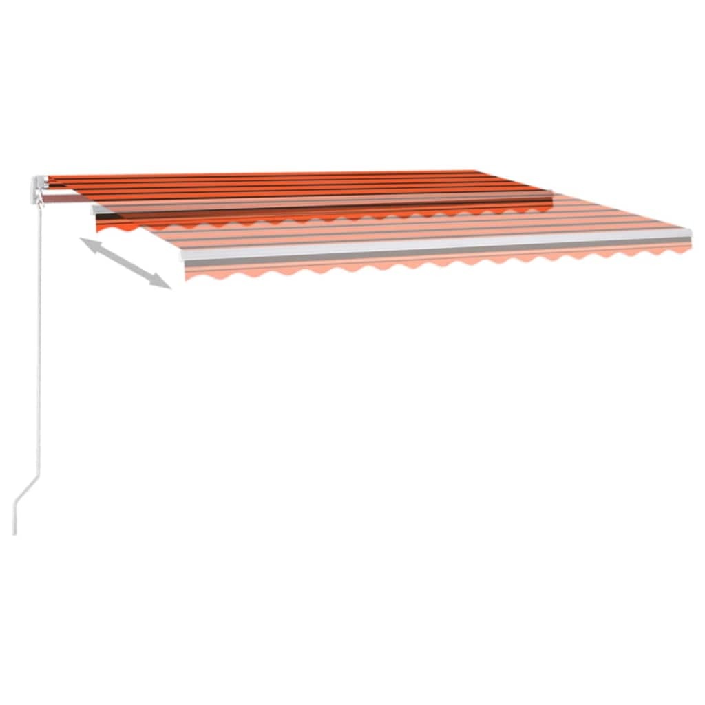 Manual Retractable Awning with LED 450x300 cm Orange and Brown