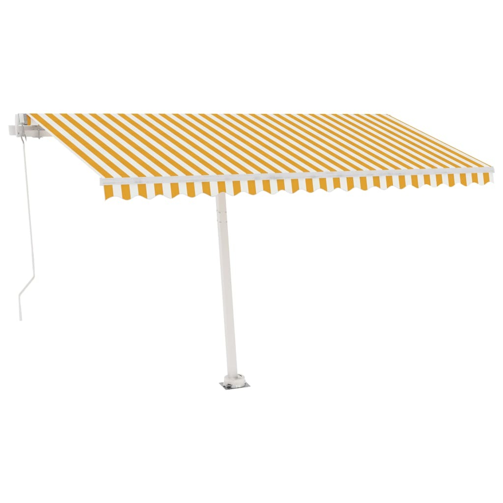 Manual Retractable Awning with LED 450x300 cm Yellow and White