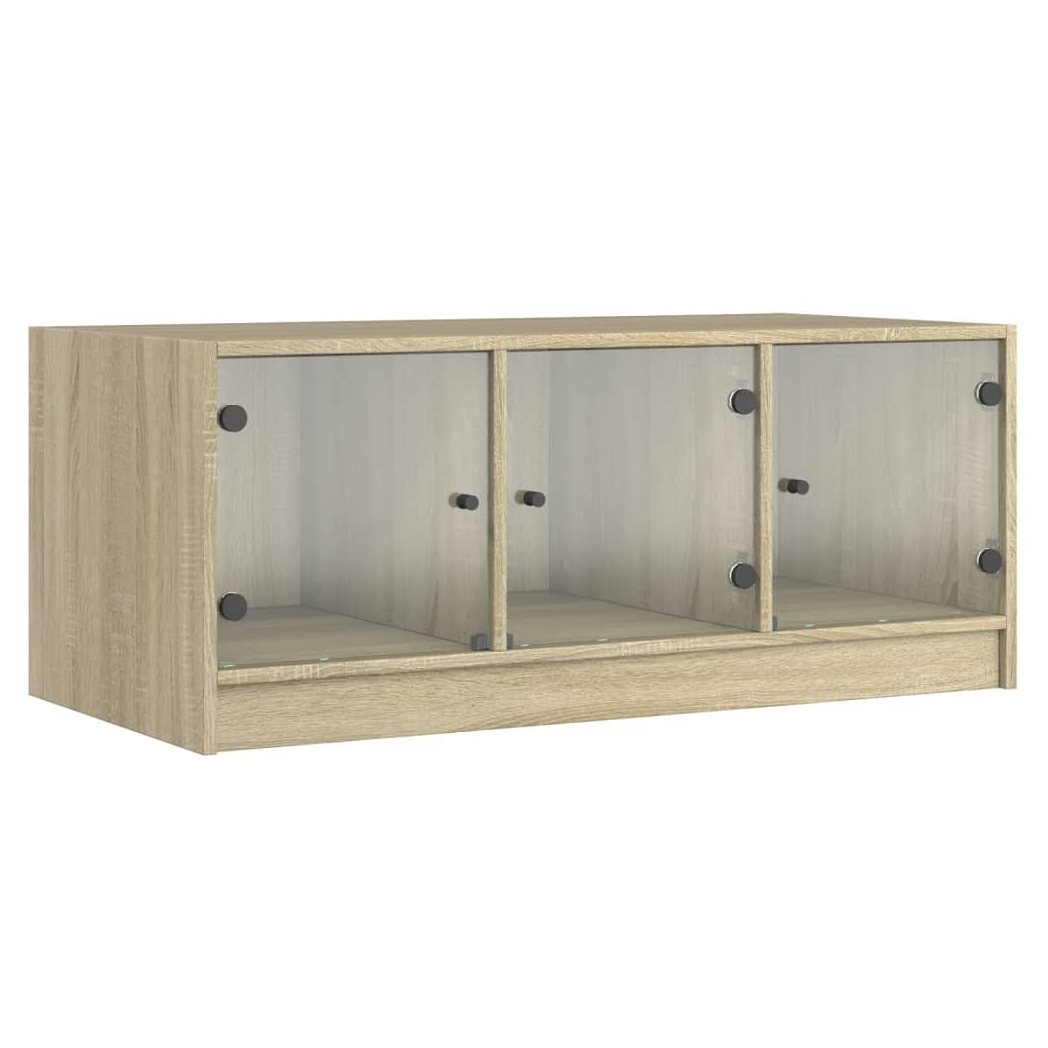 Coffee Table with Glass Doors Sonoma Oak 102x50x42 cm