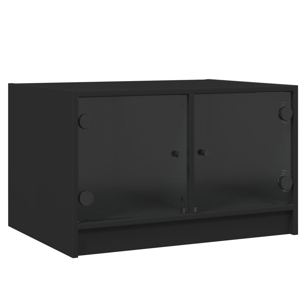 Coffee Table with Glass Doors Black 68x50x42 cm