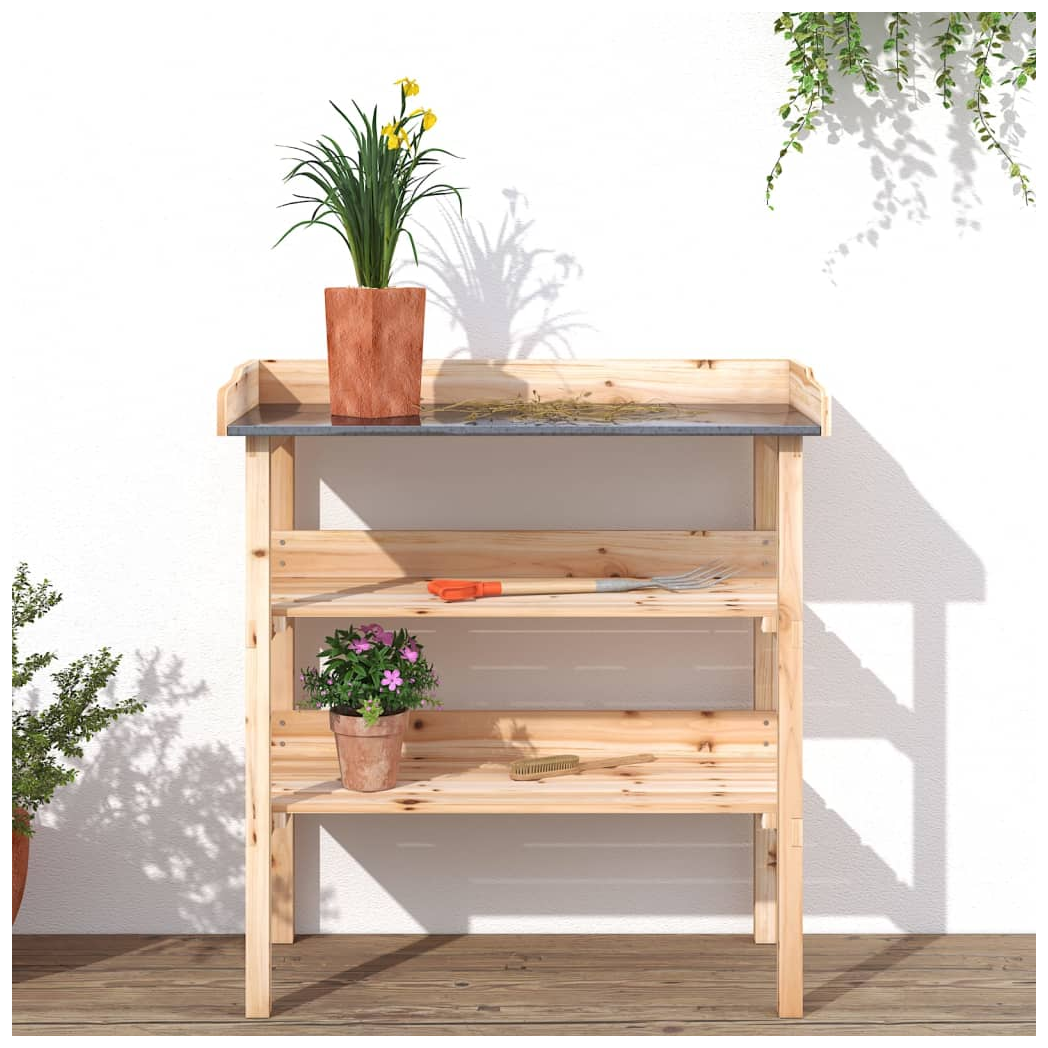 Plant Table with Shelves 78x38x82.5 cm Solid Wood Fir