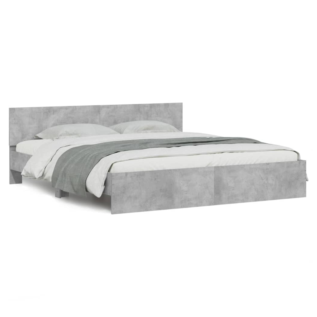 Bed Frame with Headboard Concrete Grey 180x200 cm Super King Size