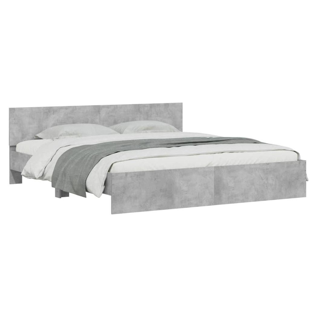 Bed Frame with Headboard Concrete Grey 180x200 cm Super King Size