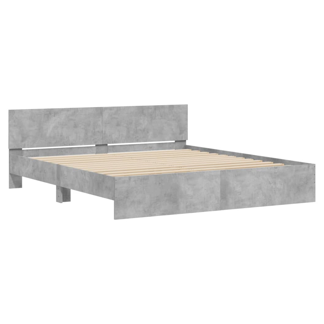 Bed Frame with Headboard Concrete Grey 180x200 cm Super King Size