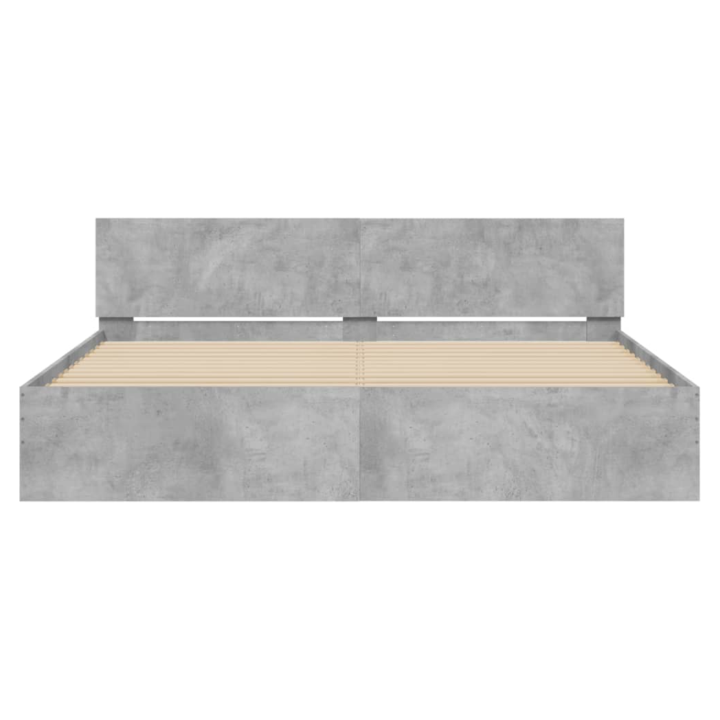 Bed Frame with Headboard Concrete Grey 180x200 cm Super King Size