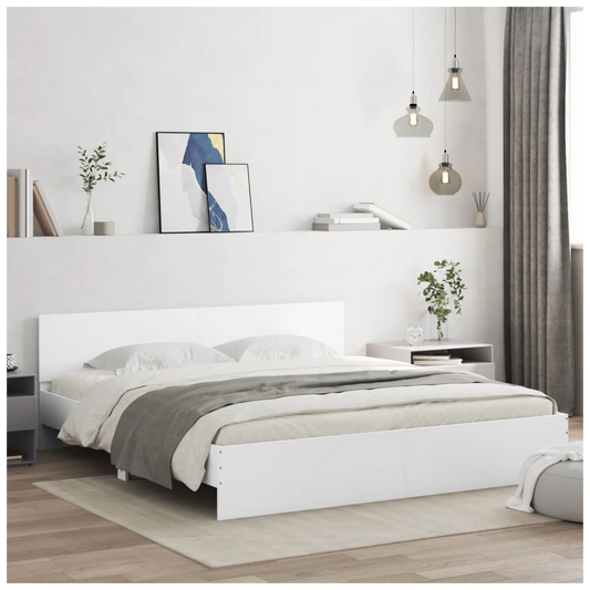 Bed Frame with Headboard White 180x200 cm Super King Size