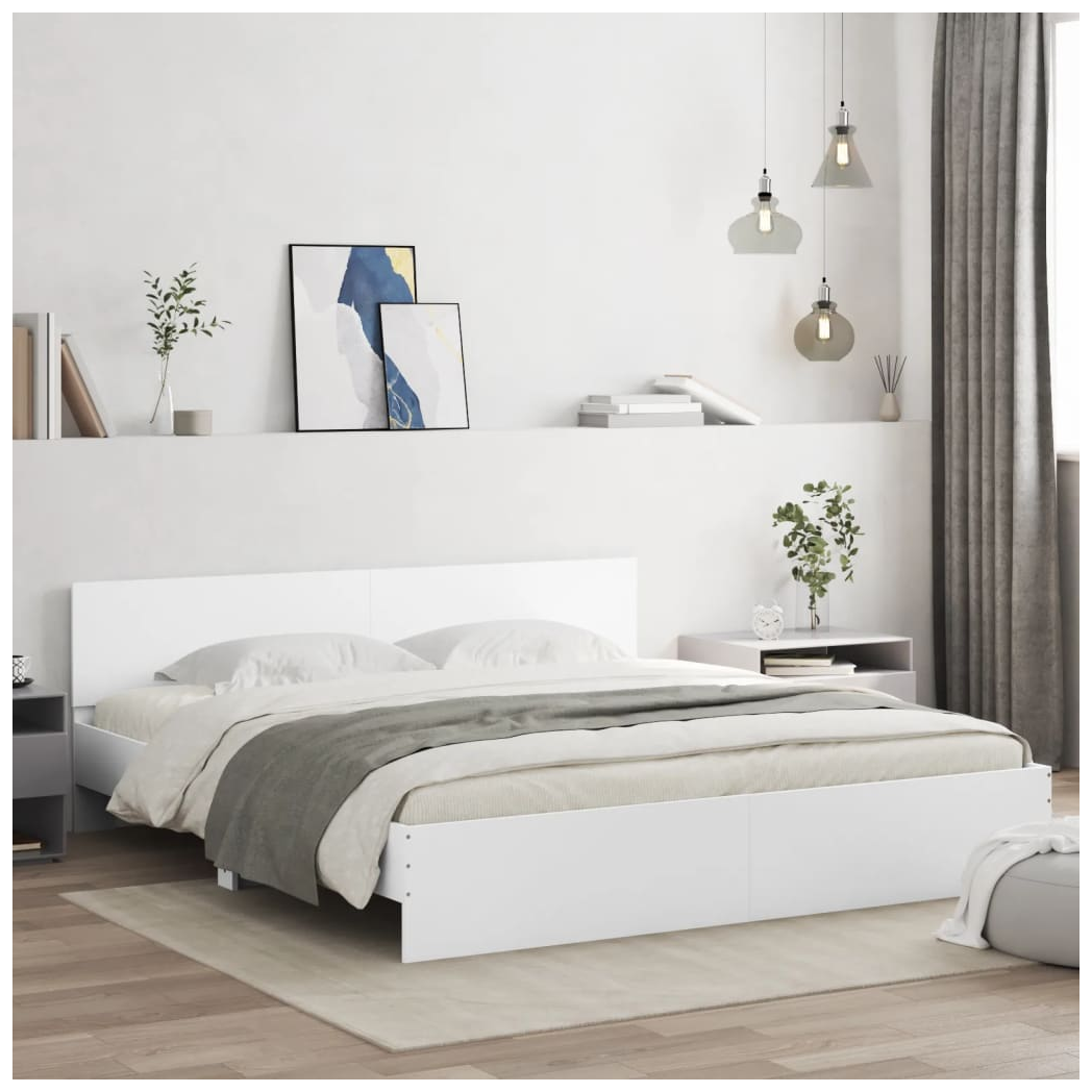 Bed Frame with Headboard White 180x200 cm Super King Size