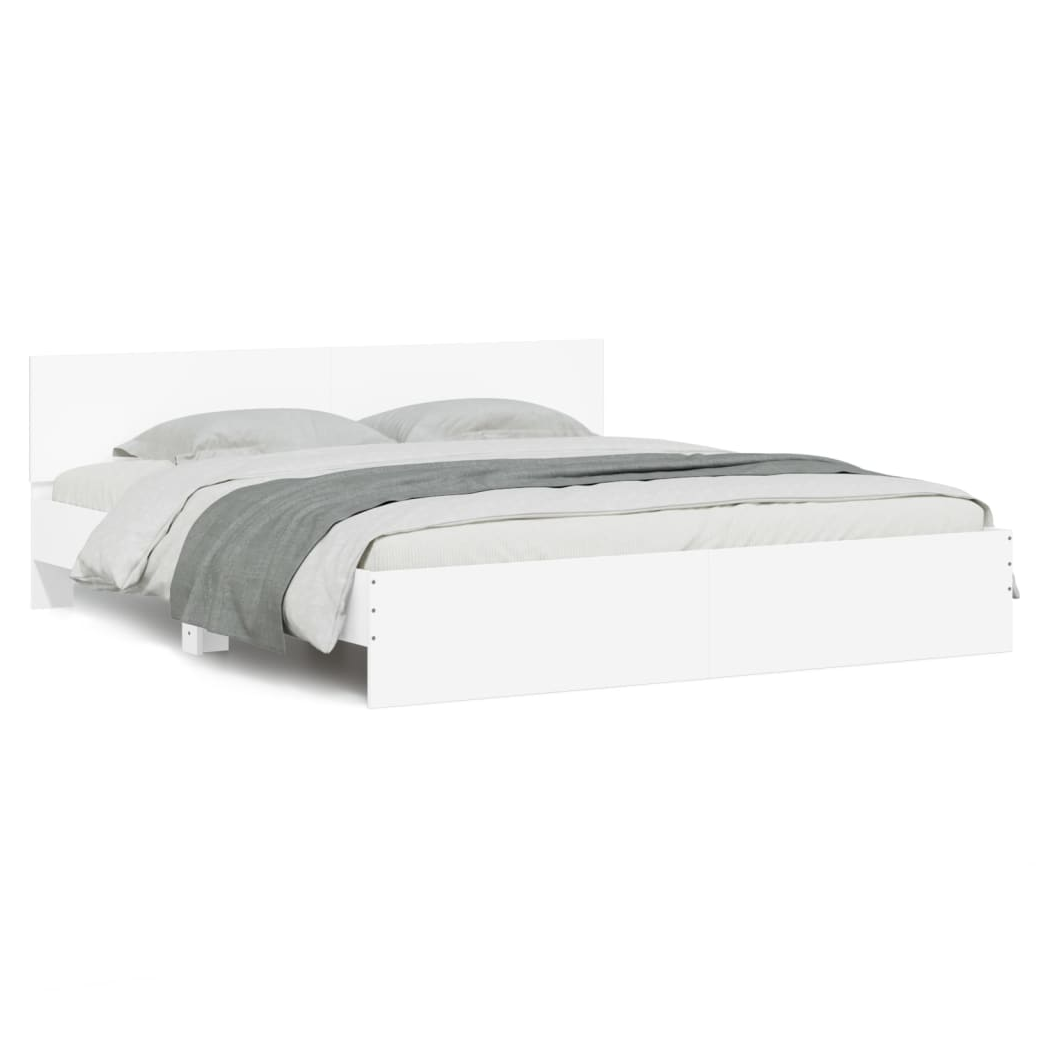 Bed Frame with Headboard White 180x200 cm Super King Size