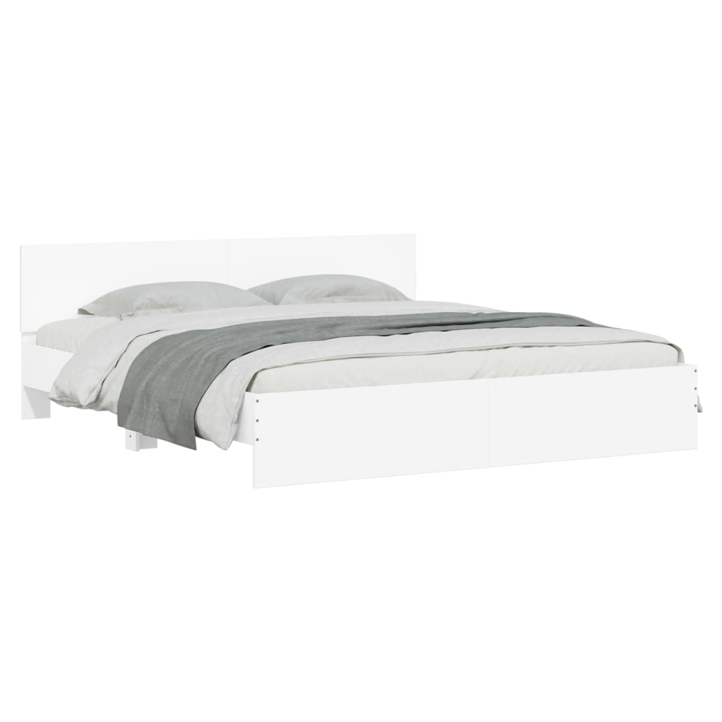 Bed Frame with Headboard White 180x200 cm Super King Size