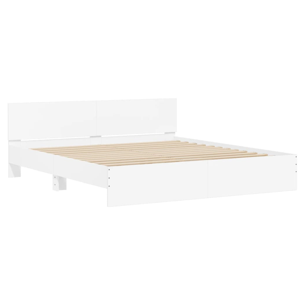Bed Frame with Headboard White 180x200 cm Super King Size