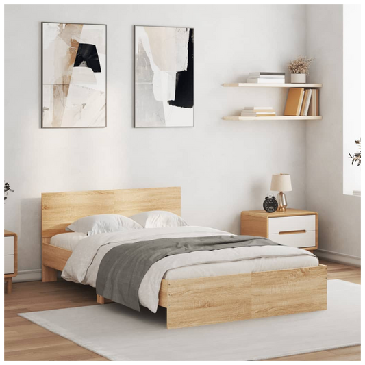 Bed Frame with Headboard Sonoma Oak 135x190 cm Double