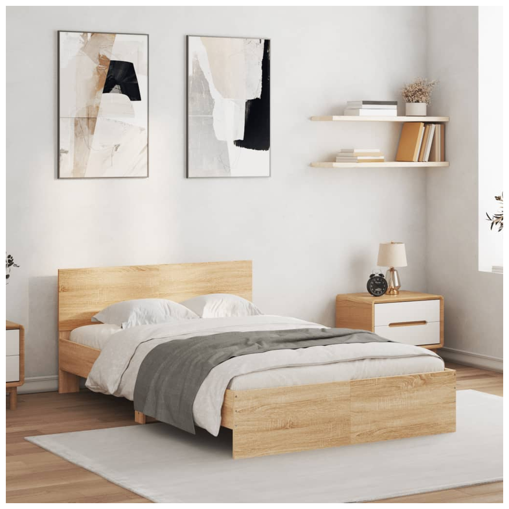 Bed Frame with Headboard Sonoma Oak 135x190 cm Double