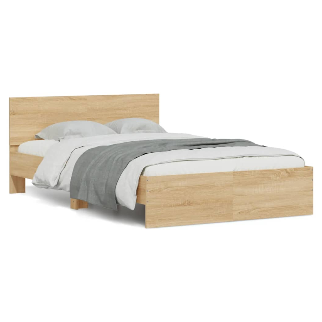 Bed Frame with Headboard Sonoma Oak 135x190 cm Double