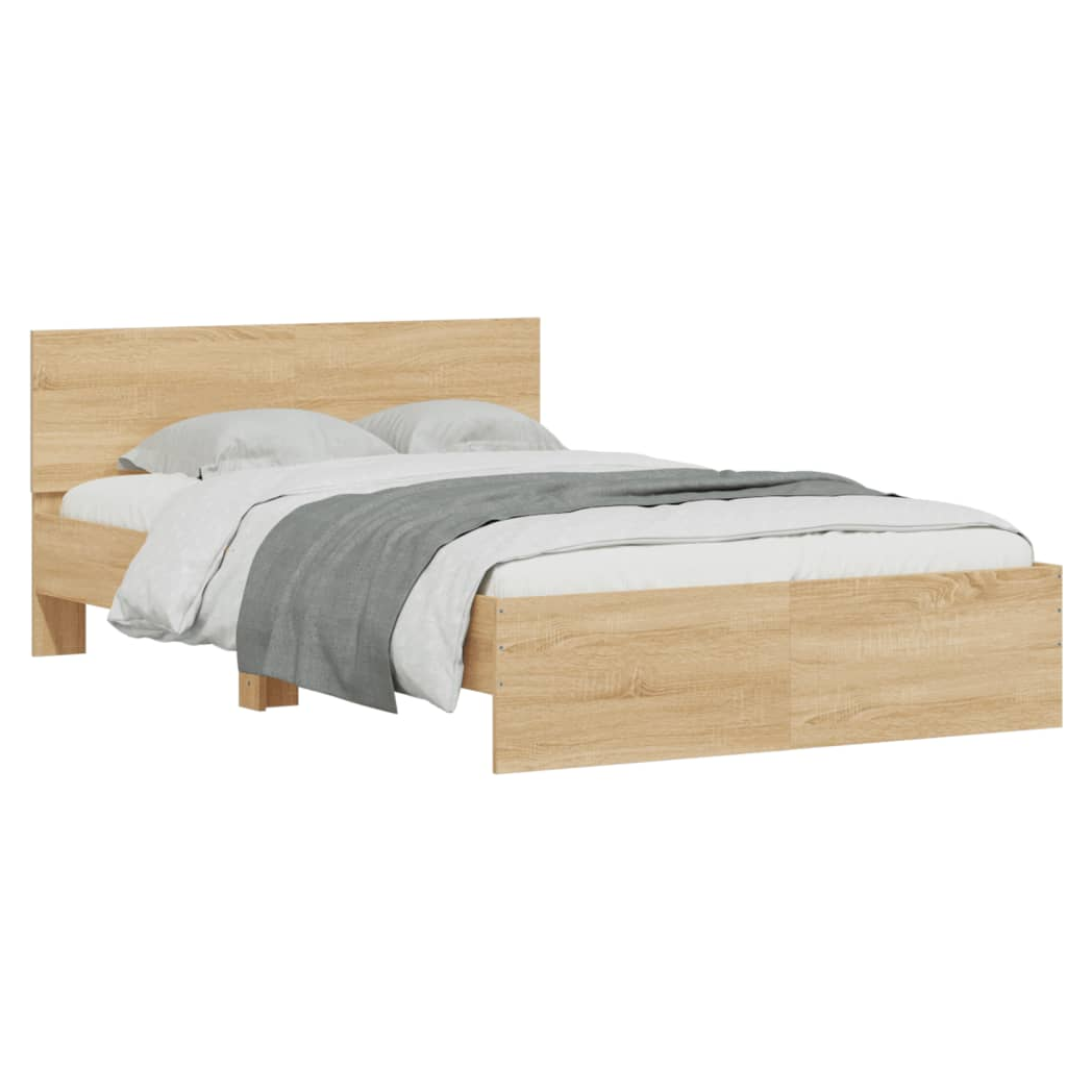 Bed Frame with Headboard Sonoma Oak 135x190 cm Double
